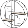 New Étagère pliante ronde métal et bois Ø45x11cm Rangement