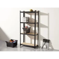 Best Étagère sur pied bois métal 4 niveaux 75xH149x30cm Rangement