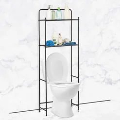Étagère WC 2 niveaux en métal noir^Gifi