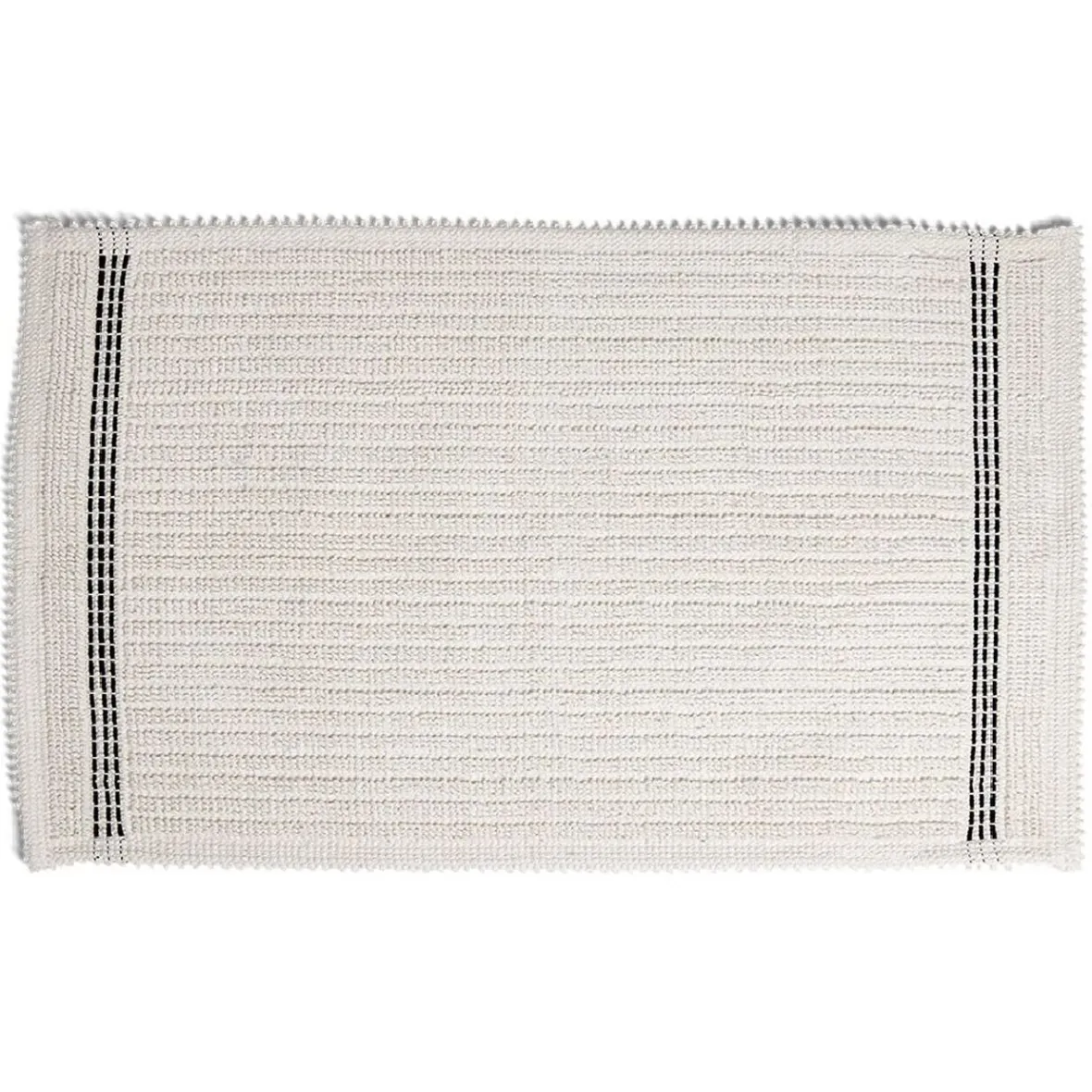 Tapis de bain 100% coton blanc et noir 70x50cm^Gifi New