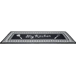 Tapis de cuisine My Kitchen noir et blanc 50x120cm Nettoyage Et Entretien