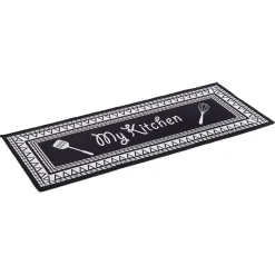 Tapis de cuisine My Kitchen noir et blanc 50x120cm Nettoyage Et Entretien