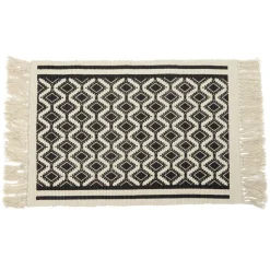 Tapis de salle de bain en tissu à motif graphique noir et blanc^Gifi