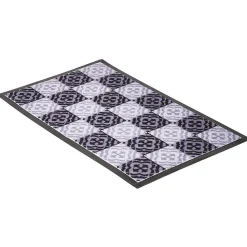 Tapis entrée anti poussière rectangulaire motif carreau de ciment noir blanc Nettoyage Et Entretien