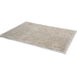 Tapis pour salle de bain chenille uni gris 45x65cm^Gifi Discount