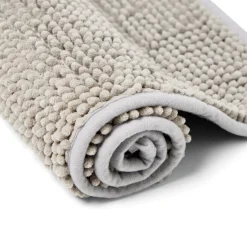 Tapis pour salle de bain chenille uni gris 45x65cm^Gifi Discount