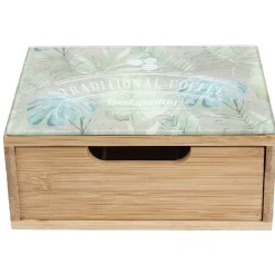 Gifi Rangement De Cuisine^Tiroir à dosettes bambou motif feuilles