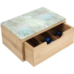 Gifi Rangement De Cuisine^Tiroir à dosettes bambou motif feuilles