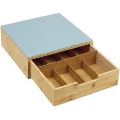 Gifi Rangement De Cuisine^Tiroir à dosettes en bambou avec plateau en verre