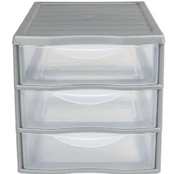 Tour 3 tiroirs A4 gris Rangement
