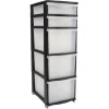 Best Tour de rangement 5 tiroirs blanc transparent et noir Rangement