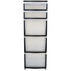 Best Tour de rangement 5 tiroirs blanc transparent et noir Rangement