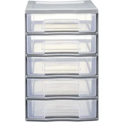Sale Tour de rangement 5 tiroirs format A6+ gris Rangement