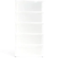 Tour de rangement 5 tiroirs plastique blanc 37x27xH103cm Rangement