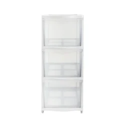 Tour de rangement 5 tiroirs plastique blanc 37x27xH103cm Rangement