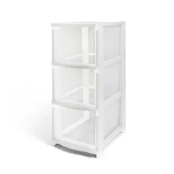 Tour de rangement 5 tiroirs plastique blanc 37x27xH103cm Rangement