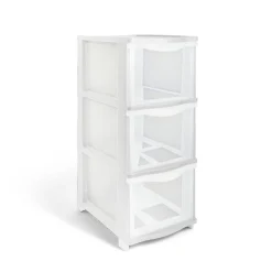 Tour de rangement 5 tiroirs plastique blanc 37x27xH103cm Rangement