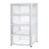 Sale Tour de rangement 4 tiroirs plastique blanc 37x27xH82,7cm Rangement