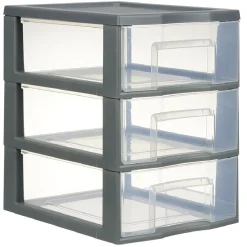 Best Tour de rangement A5 3 tiroirs grise et transparente 6 L Rangement