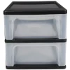 Best Tour de rangement A4 2 tiroirs noir et transparent 14 L Rangement