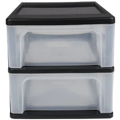 Best Tour de rangement A4 2 tiroirs noir et transparent 14 L Rangement
