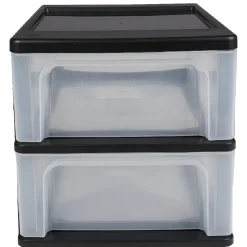 Tour de rangement A4 noire 2 tiroirs transparent 14 L Rangement