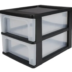 Tour de rangement A4 noire 2 tiroirs transparent 14 L Rangement