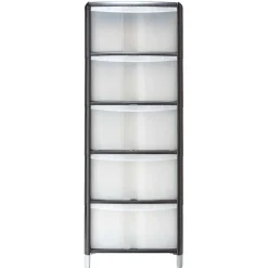 Sale Tour de rangement transparente et noire 5 tiroirs 20L Rangement