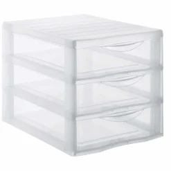Tour Orgamix 3 tiroirs A4 transparent et blanc Rangement