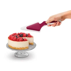 Gifi Préparation Culinaire^Tranche pelle à tarte Metaltex avec poussoir blanc et rouge