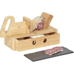 Gifi Préparation Culinaire^Trancheuse à saucisson avec tiroir et plateau ardoise