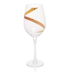 Gifi Vaisselle Et Accessoires De Table^Verre à vin transparent motif ruban doré x3