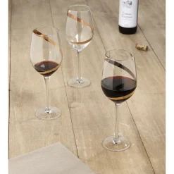 Gifi Vaisselle Et Accessoires De Table^Verre à vin transparent motif ruban doré x3