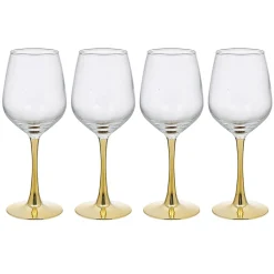 Gifi Vaisselle Et Accessoires De Table^Verre à vin transparent pied doré x4