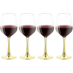 Gifi Vaisselle Et Accessoires De Table^Verre à vin transparent pied doré x4