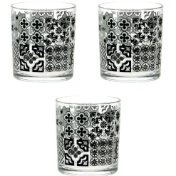 Gifi Vaisselle Et Accessoires De Table^Verre bas motif carreaux de ciment x 3