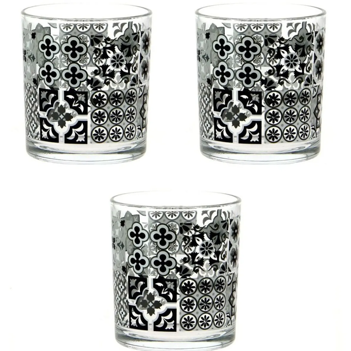 Gifi Vaisselle Et Accessoires De Table^Verre bas motif carreaux de ciment x 3