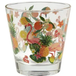Gifi Vaisselle Et Accessoires De Table^Verre bas style tropical motif fruits et flamant rose 25cl