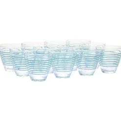 Gifi Vaisselle Et Accessoires De Table^Verre bas transparent rayure bleu x 12
