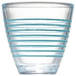 Gifi Vaisselle Et Accessoires De Table^Verre bas transparent rayure bleu x 12
