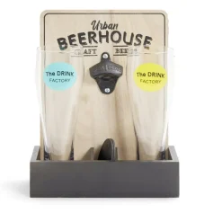 Gifi Vaisselle Et Accessoires De Table^Verres à bière 50cl x2 avec support décapsuleur et 2 sous verres