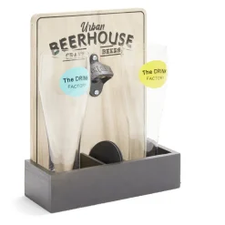 Gifi Vaisselle Et Accessoires De Table^Verres à bière 50cl x2 avec support décapsuleur et 2 sous verres