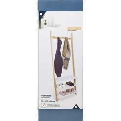 Vestiaire en bois à fixer au mur 3 étagères naturel et blanc Rangement